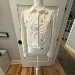 Lilly Pulitzer White Denim Jacket with Gold Buttons